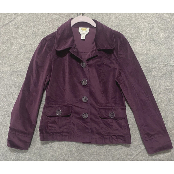 Talbots Velvet Blazer Jacket Sz 8P Purple Fitted Lined Pockets Stretch Classy - Picture 4 of 9